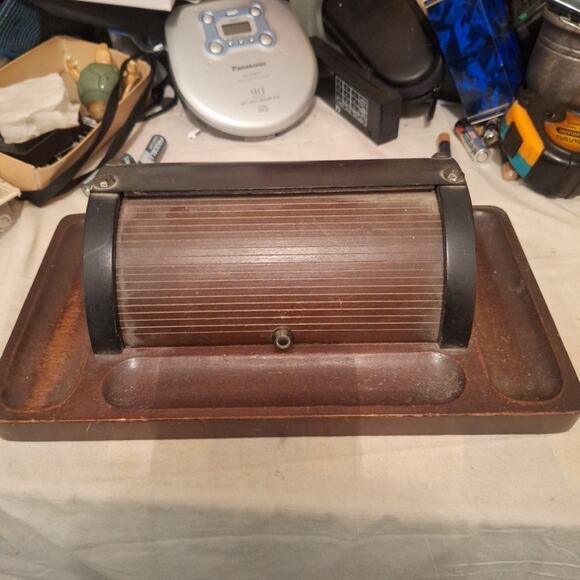 Vintage Wooden Roll Top Desk Organizer - Picture 1 of 7